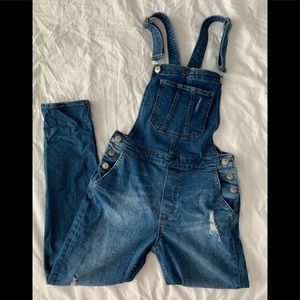 Distressed overalls, skinny